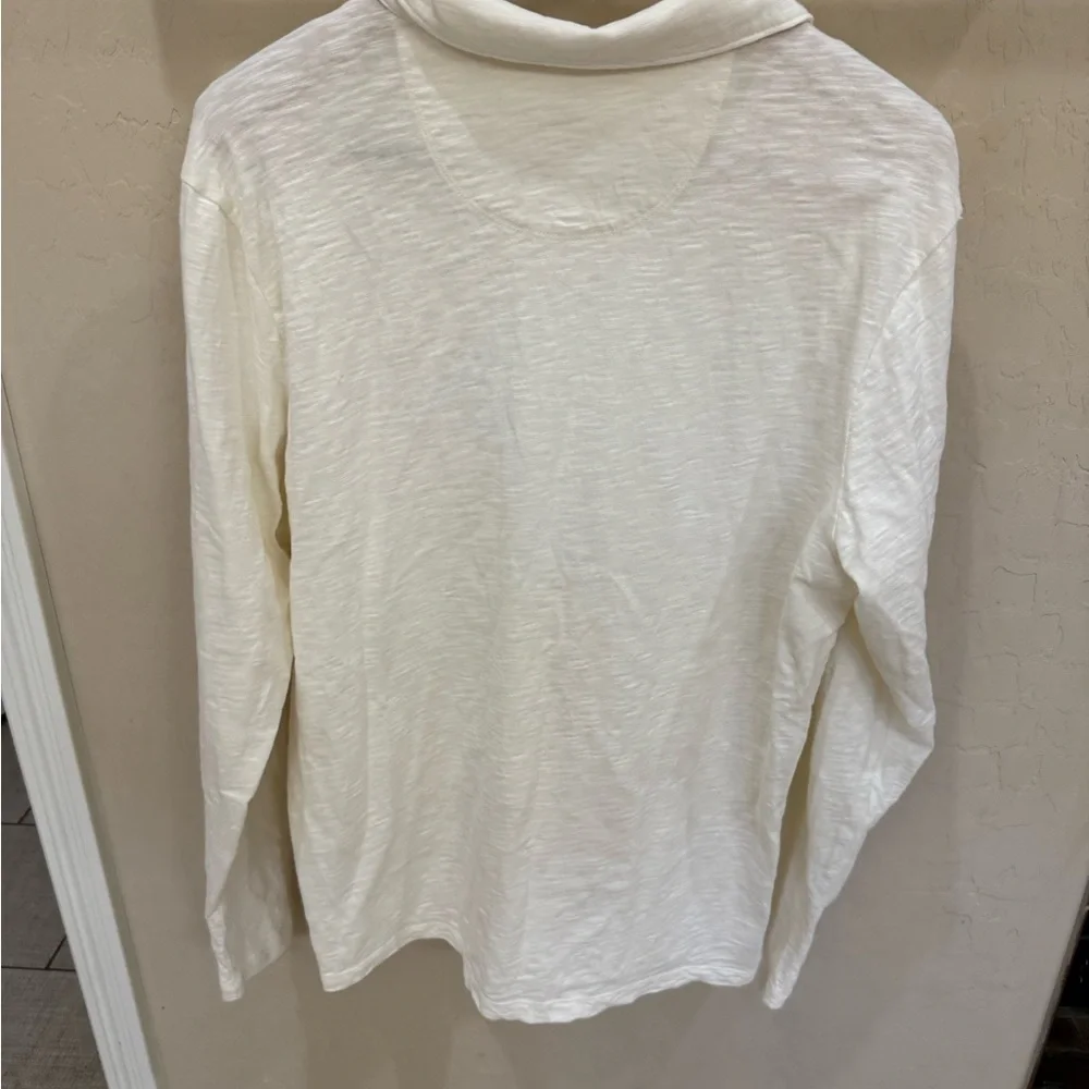 Treasure & Bone Men's White Long Sleeve Polo - Picture 3 of 4